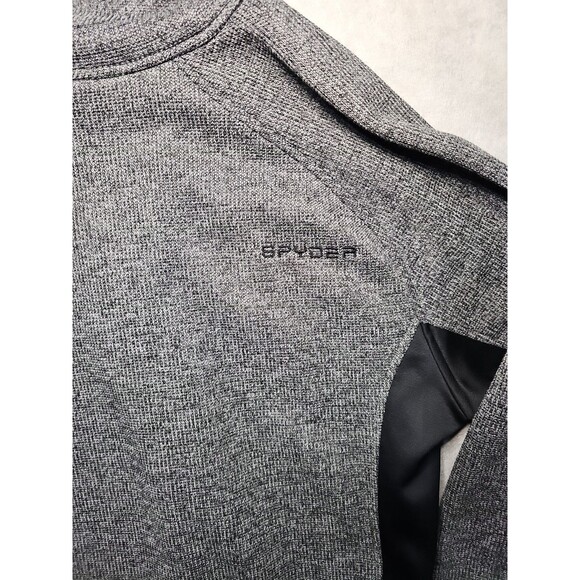 Spyder Sweater Mens XL Gray Black Pullover Quarter Zip Waffle Knit Jacket - Picture 8 of 9
